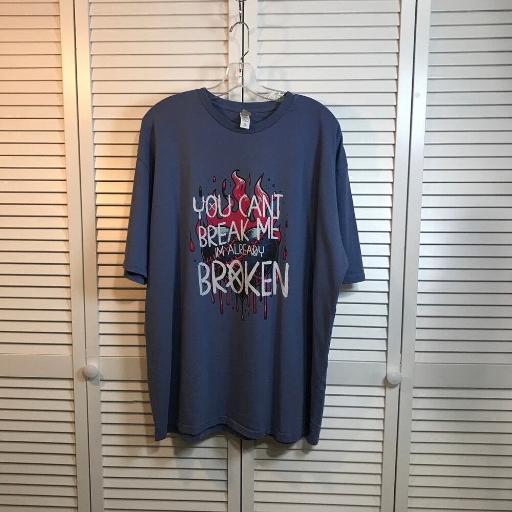 Lane Seven Blue You Can’t Break Me Im Already Broken Graphic Goth T-shirt 2X